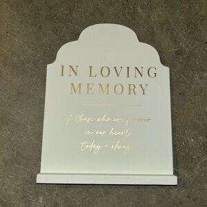 "In Loving Memory" Gold Script Sign